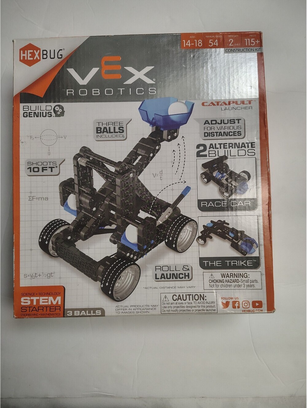 HEXBUG VEX Robotics Catapult Launcher STEM Starter Construction Kit with 3 Balls